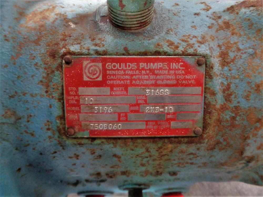 Goulds 3196 MT Centrifugal Pump 2" x 3" - 10", 316 Stainless Steel